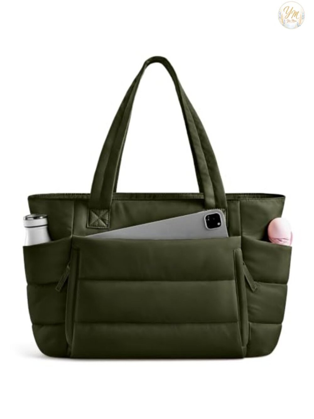 Quilted Puffer Tote Bag Lightweight Water Resistant Zip Work Travel Shoulder
